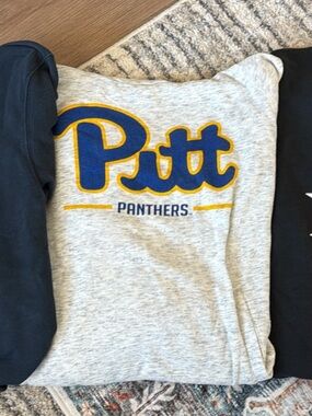 Pitt Panthers Gray Crew Tee with Bold Blue & Gold Logo